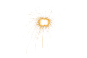 Burning sparkler isolated on transparent background. Fireworks theme. Light effect and texture. Christmas and new year decoration. PNG image.