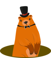 dia da Marmota. personagem da marmota. castor ou gopher.estilo cartoon plano.previsão do tempo png