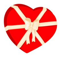 hjärtformade godis låda. röd hjärta låda med en båge.isolerad illustration för hjärtans dag png