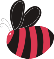 Red bee. Funny insect. Cute childish bee character with wings.Striped. png