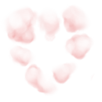 Rosa Wolkenherz. valentinstag wolke. flauschige wolke isoliert. weich, flauschig in Form eines Herzens. der Rauch ist rosa. png