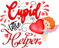 personaje de ángel cupido. Cupido tiene un corazón rojo. asistente de san valentín decoración del día de san valentín.corazón rojo.