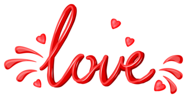 palabra amor en cursiva.salpicaduras y corazones.ilustración aislada para el día de san valentín png