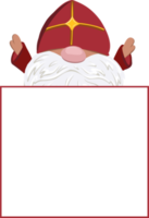 Sankt Nikolaus der Zwerg. Sankt-Nikolaus-Tag-Charakter. Hände hoch. Winterferien für Kinder. neujahr und weihnachten. png