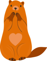 jour de la marmotte. personnage de la marmotte. castor ou gopher.flat cartoon style.weather prévisionniste. png