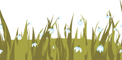 horizontaler Hintergrund mit Primeln. Schneeglöckchen und Frühlingsgras png