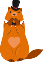 dia da Marmota. personagem da marmota. castor ou gopher.flat cartoon style.weather meteorologista. png