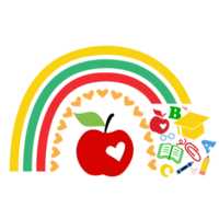 maestro escuela arcoiris. arcoiris con manzana roja png