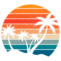 vintage retro sunset with coconut tree png