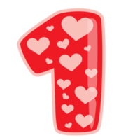 one alphabet number with heart valentine day png