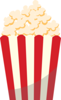 Popcorn in einer gestreiften Schachtel, Kinoikone im flachen Stil, Snacks png