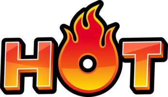 Hot fire, promotion label tag, and sign banner. png