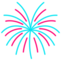 gloeiend vuurwerk neon, vuurwerk uitbarsting, sprankelend vuurwerk neon png