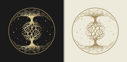 The mystical tree that connects the two realms vector