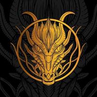 Golden dragon hand drawn mystical symbol vector