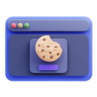 3d illustratie internet veiligheid web koekjes png