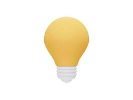 3d render minimal yellow light bulb icon vector