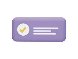 Right mark user message box with 3d vector icon cartoon minimal style