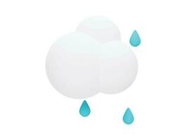 nube y lluvia con icono de vector 3d estilo minimalista de dibujos animados