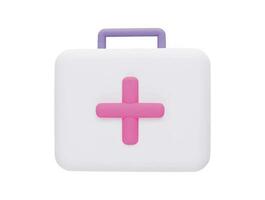 First aid kit ambulance emergency box medical help suitcase healthcare emergency concept 3d icon vector