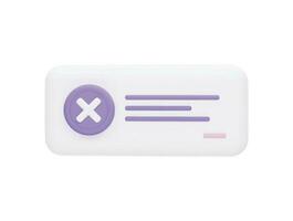 Cross message box with 3d vector icon cartoon minimal style