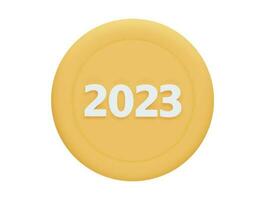 new year coin with 3d vector icon cartoon minimal style