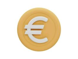 euro coin with 3d vector icon cartoon minimal style