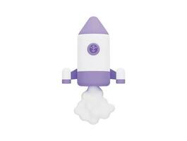 spaceship rocket toy rocket upswing spewing with 3d vector icon cartoon minimal style