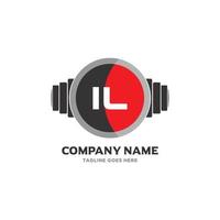 IL Letter Logo Design Icon fitness and music Vector Symbol.