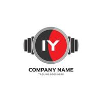 iy letra logo diseño icono fitness y música vector símbolo.