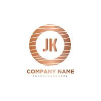 JK Initial Letter circle wood logo template vector