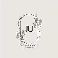 arte del logotipo inicial del vector de belleza ju, logotipo de escritura a mano de firma inicial, boda, moda, joyería, boutique, floral y botánica con plantilla creativa para cualquier empresa o negocio.