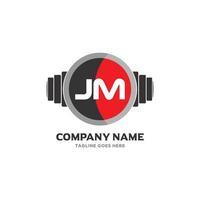 JM Letter Logo Design Icon fitness and music Vector Symbol.