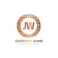 JW Initial Letter circle wood logo template vector