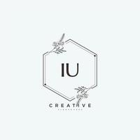 IU Beauty vector initial logo art, handwriting logo of initial signature, wedding, fashion, jewerly, boutique, floral and botanical with creative template for any company or business.