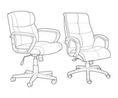 establecer silla de oficina arte de línea aislada. ilustración vectorial muebles interiores sobre fondo blanco. arte de línea de silla de oficina para colorear libro. vector
