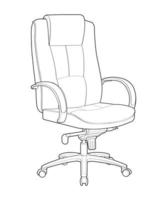 Office chair isolated line art. Vector illustration interior furniture on white background. Office chair line art for coloring book.