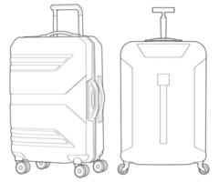 Set of suitcase isolated outline. Vector outline for coloring book. Vector illustration suitcase on white background.