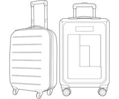 Set of suitcase isolated outline. Vector outline for coloring book. Vector illustration suitcase on white background.