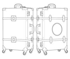 Set of suitcase isolated outline. Vector outline for coloring book. Vector illustration suitcase on white background.