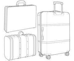 Set of suitcase isolated outline. Vector outline for coloring book. Vector illustration suitcase on white background.