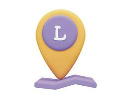 location mark and map with 3d vector icon cartoon minimal style