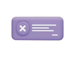 Cross message box with 3d vector icon cartoon minimal style