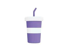 paper plastic beverage cup with 3d vector icon cartoon minimal style