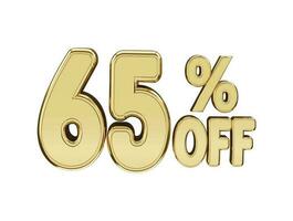 65 percent Golden number with 3d rendering vector