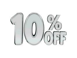 10 percent silver number with 3d rendering vector