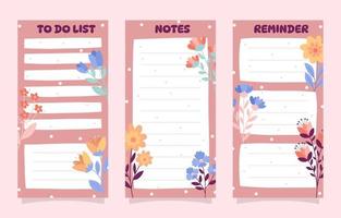 Journal Pages Template Colorful Spring Flower Themed vector