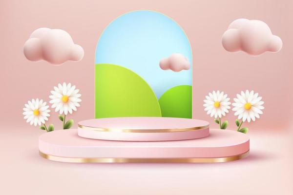 3d abstract nature luxury cream podium scene with nature pastel background 201222