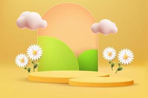 3d abstract scene yellow background vector