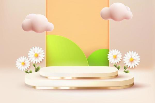 3d abstract nature luxury cream podium scene with yellow background 201222